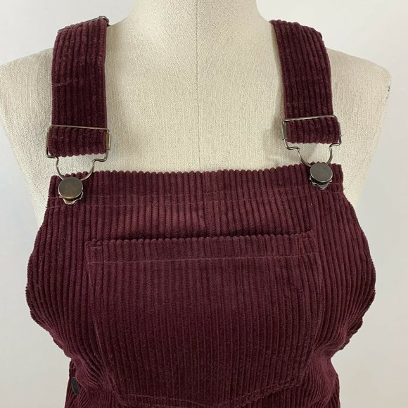 Forever 21 Corduroy Overalls Size Small Burgundy Aline Dress - Picture 3 of 12